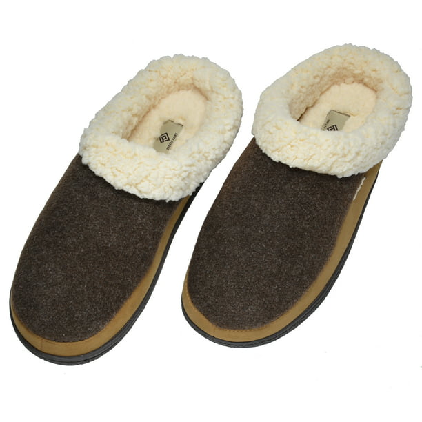 Men's Warm Slippers Suede leather Indoor Outdoor Sheepskin CloseToe Slip on Shoe